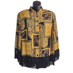 Vintage Positive Attitude Women's Fringed Top Blouse Size 16